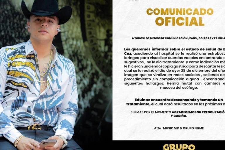 Aclaran razón por la que Eduin Caz fue hospitalizado; lo revisarían de cuerdas vocales y le hallan hernia hiatal