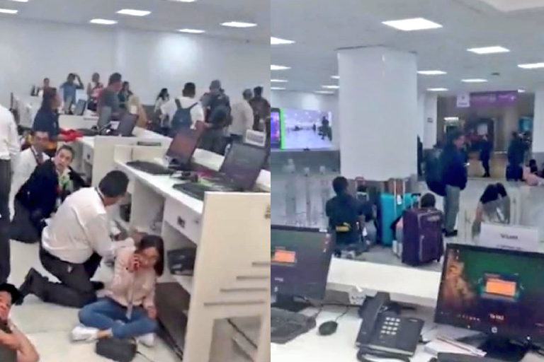 Balacera afuera de la Terminal 1 del AICM deja dos policías heridos y un detenido