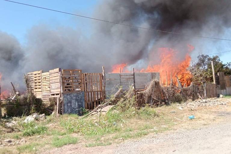 Cinco familias pierden sus viviendas de lámina y madera tras incendio en invasión Jaripillo, en Mazatlán
