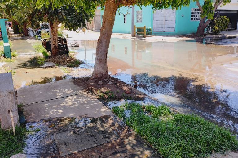 Se inundan de aguas negras en calles de Santa Teresa, otra vez, en Mazatlán