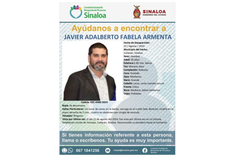 En Culiacán buscan a Javier Adalberto; desapareció el 22 de agosto