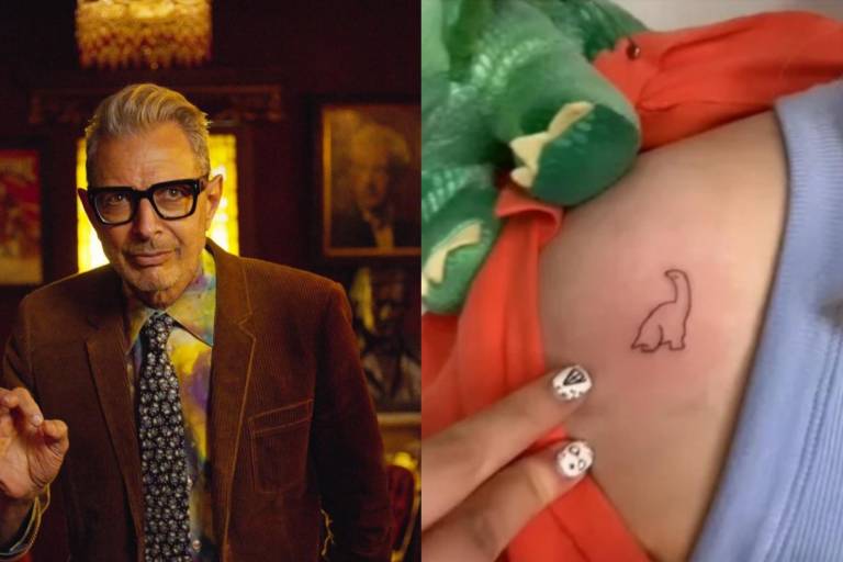 Jeff Goldblum dibuja un dinosaurio en el hombro de una fan y ella se lo tatúa