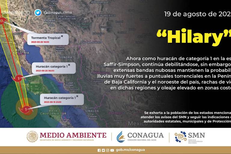 Disminuye la fuerza de ‘Hilary’, mientras se acerca a Baja California
