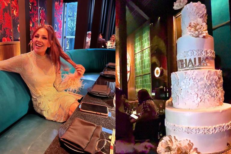 Thalía celebra su cumpleaños 51 con un gran pastel de cuatro pisos