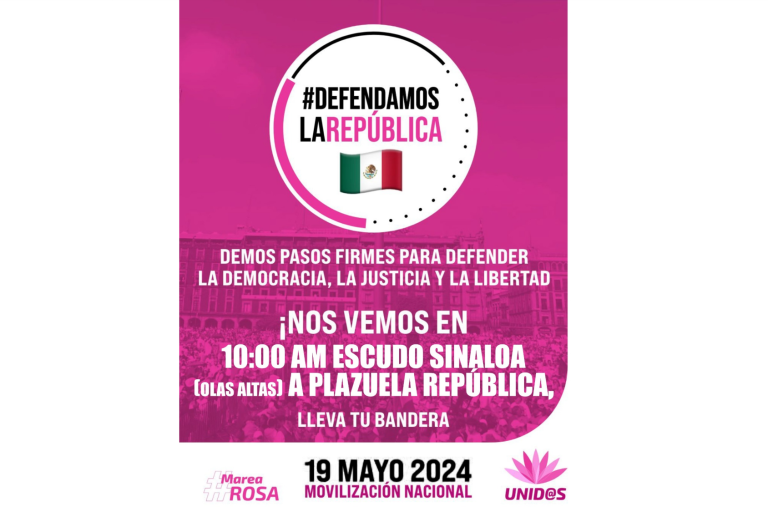 Este domingo arrancará la Marea Rosa por la democracia en Sinaloa