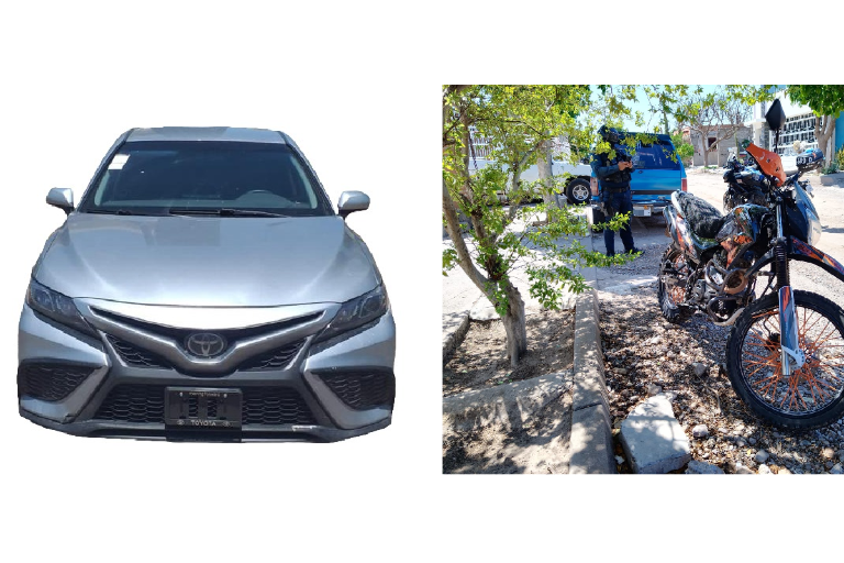 Recuperan en Culiacán automóvil de EU y moto