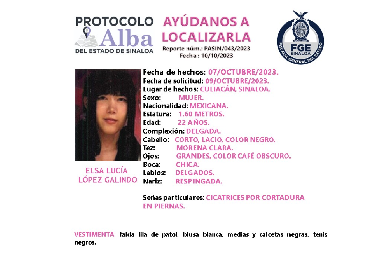 Localizan a Elsa Lucía, reportada como desaparecida en Culiacán