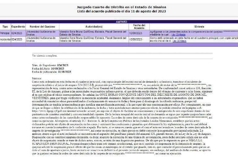 Juez niega suspensión provisional a la UAS contra orden y ejecución de cateo