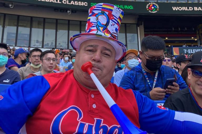 ‘El tipo de la corneta’, el fan de Cuba que se hizo sentir en Taichung
