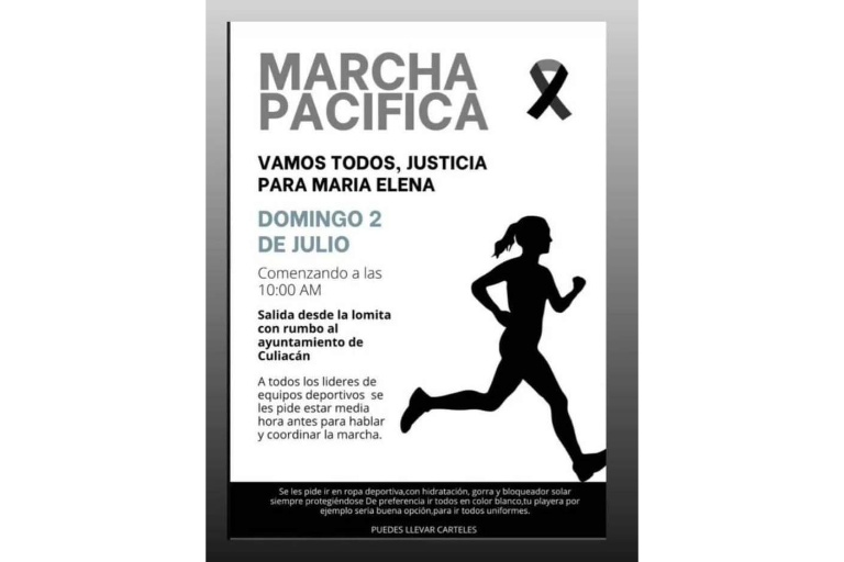 Convocan a marcha en Culiacán para exigir justicia por María Elena