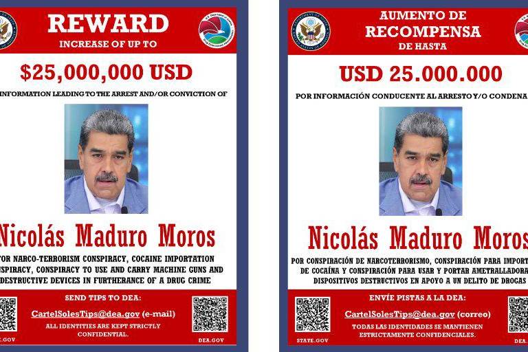 DEA ofrece recompensa de 25 millones de dólares por Maduro; lo acusan de liderar cártel del narco