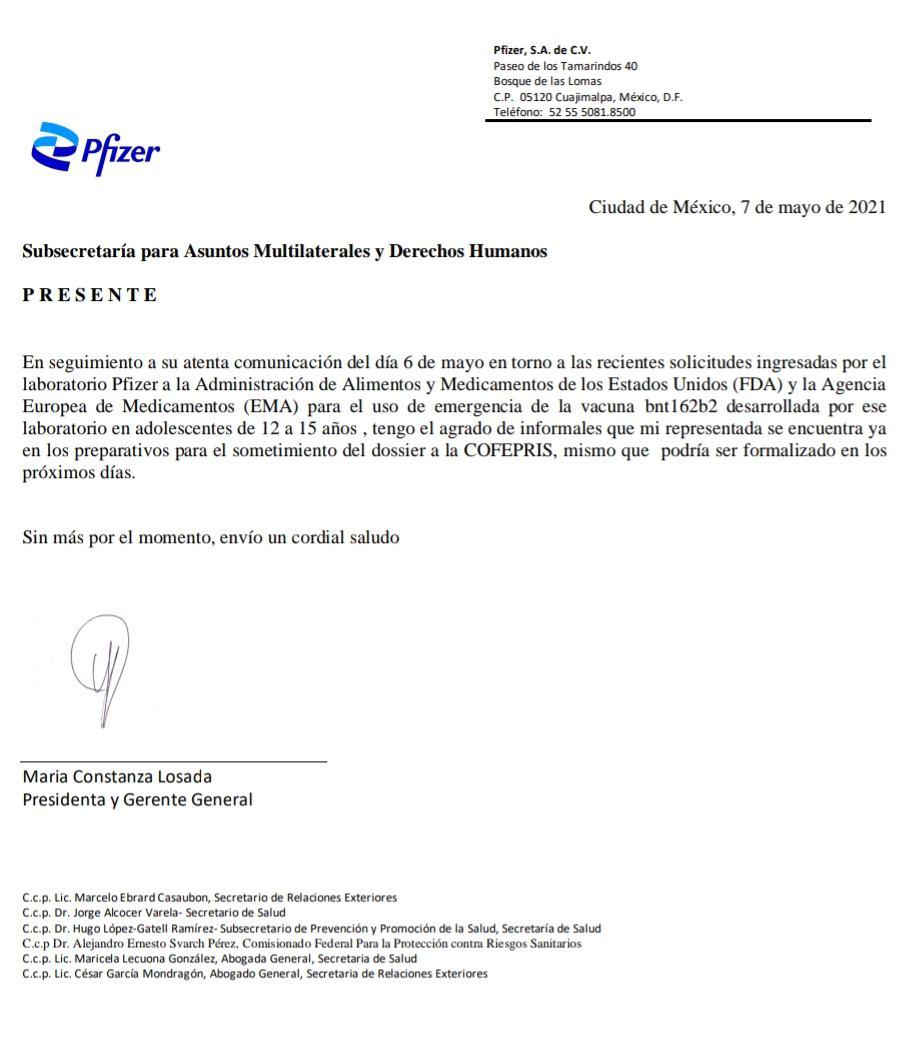$!Pfizer pedirá a Cofepris autorización de su vacuna para menores de 12 a 15 años: Ebrard