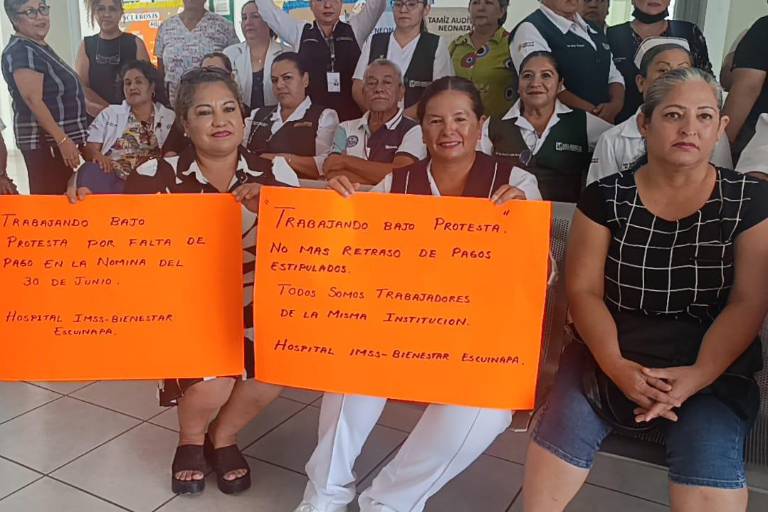 Protestan en el Hospital IMSS Bienestar en Escuinapa por falta de pago