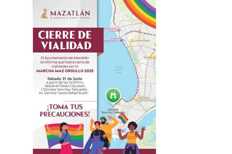 Paseo costero en Mazatlán será cerrado la tarde de este sábado por Marcha del Orgullo