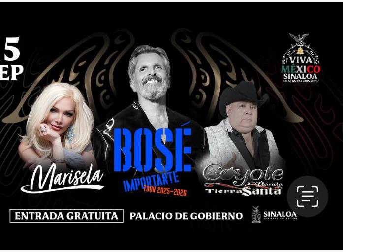 Miguel Bosé, Marisela y El Coyote animarán el Grito de Independencia en Culiacán