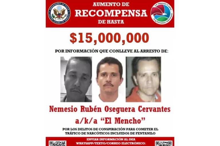 EU eleva a 15 millones de dólares la recompensa por ‘El Mencho’, líder del CJNG