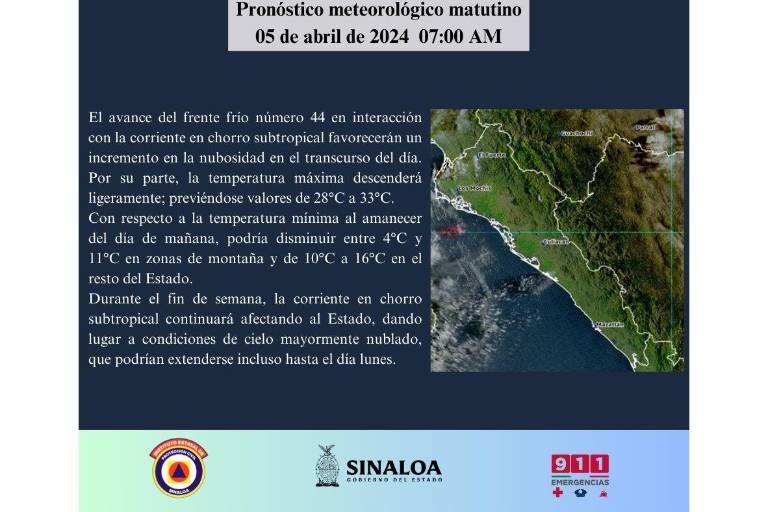 Frente frío podría ocasionar en Sinaloa nublados para el lunes, día del Eclipse Solar