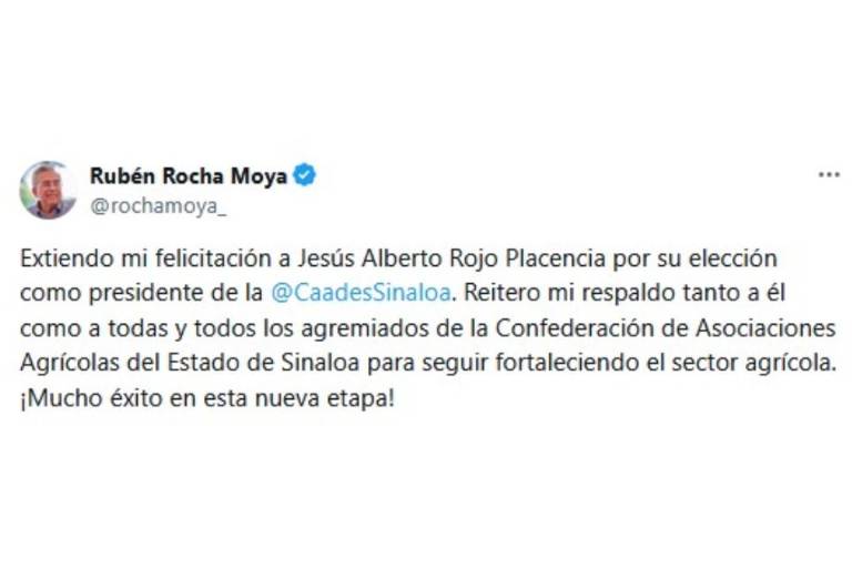 Felicita Gobernador de Sinaloa a nuevo presidente de la Caades