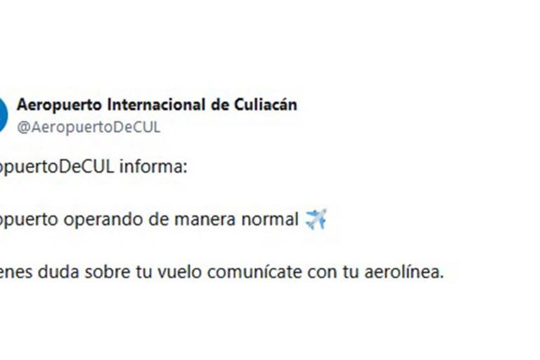 Tras bloqueos, mantiene Aeropuerto Internacional de Culiacán operaciones normales