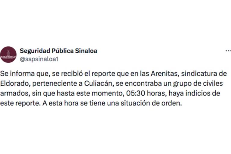 Confirma Seguridad Pública que en Las Arenitas hubo reporte de civiles armados