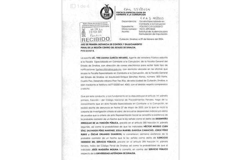 Pide Fiscalía Anticorrupción fecha y hora para sexta acusación contra Madueña y ex funcionarios de la UAS