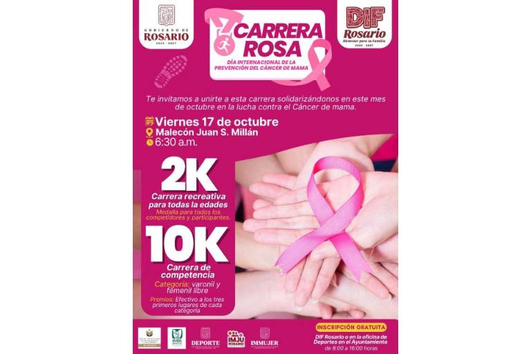 Convocan en Rosario a participar en la ‘Carrera Rosa’ para conmemorar el día contra el cáncer de mama