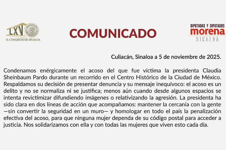Morena en Sinaloa condena acoso contra Claudia Sheinbaum y respalda llamado a homologar sanciones en todo el País