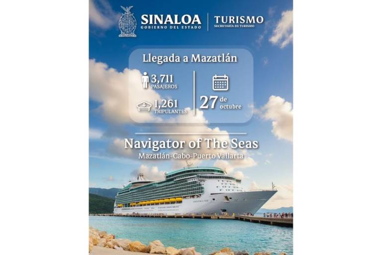 Llega a Mazatlán el crucero turístico Navigator of the Seas