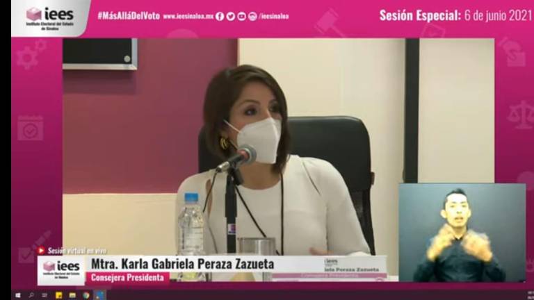 La presidenta del Instituto Electoral del Estado de Sinaloa, Karla Peraza.