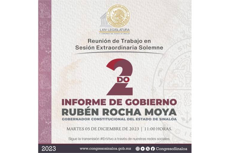 #EnVivo | Comparecencia del Gobernador Rubén Rocha Moya en el Congreso de Sinaloa