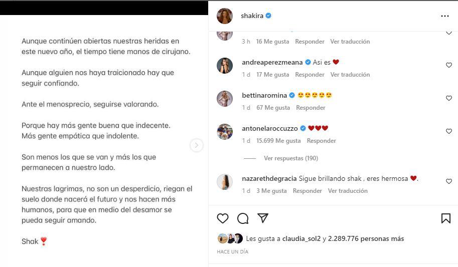 $!Responde Antonela Roccuzzo a la carta de Año Nuevo de Shakira