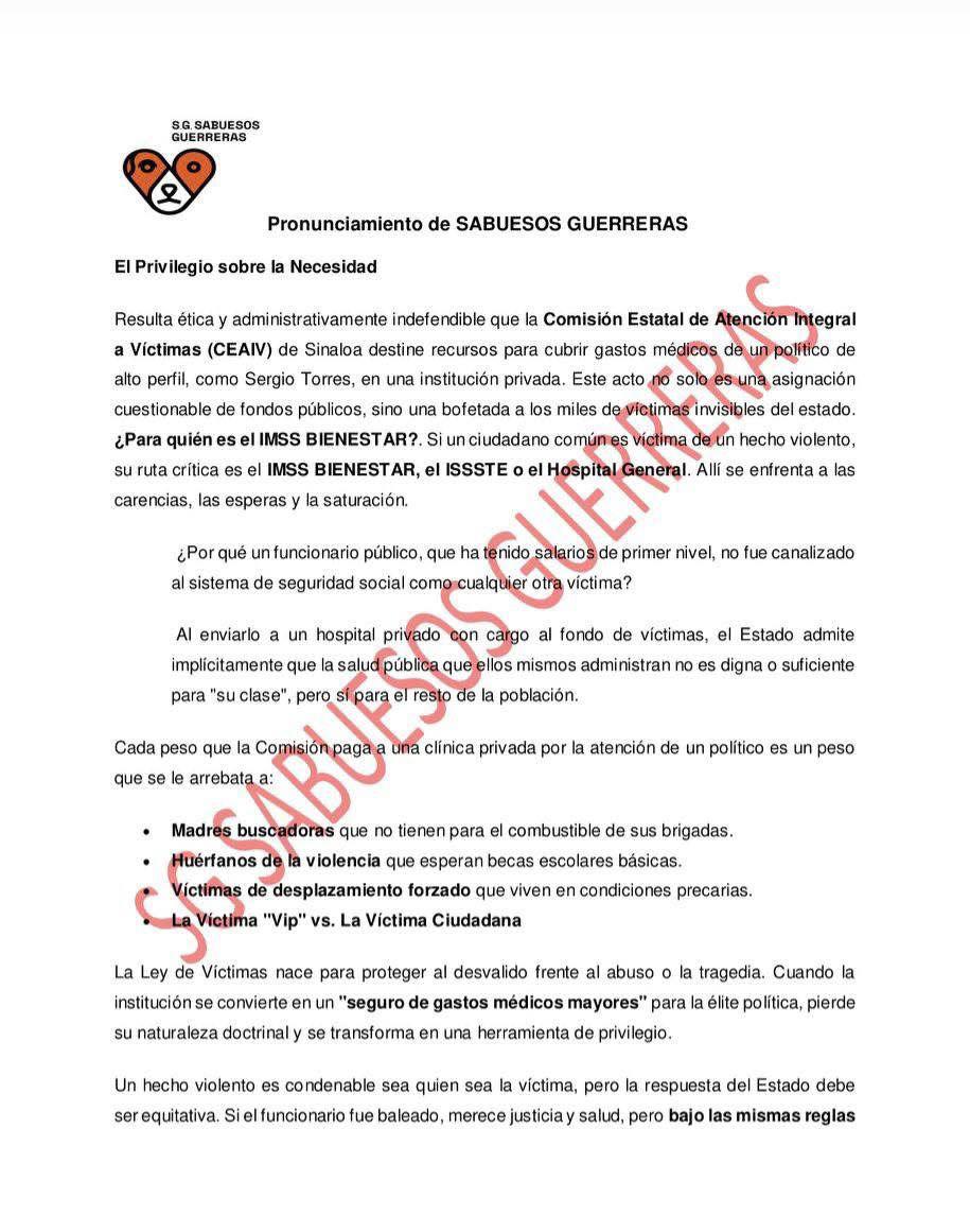 $!Reprocha Sabuesos Guerreras pago de gastos médicos a Sergio Torres con fondos para víctimas
