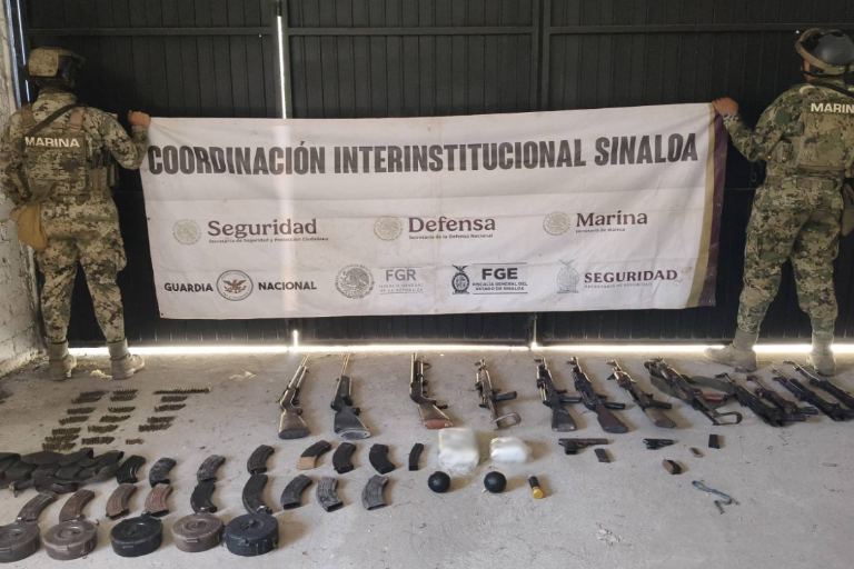 Asegura Marina arsenal y explosivos caseros en operativo en Escuinapa