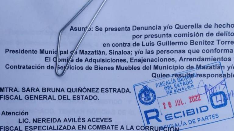 Denuncian ante la Fiscalía al Alcalde de Mazatlán y al Comité de Adquisiciones por las luminarias
