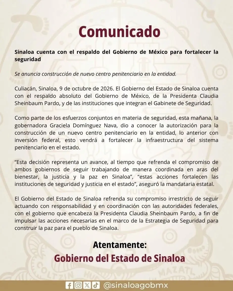 $!Tras riña en penal de Mazatlán, anuncian construcción de nuevo centro penitenciario en Sinaloa