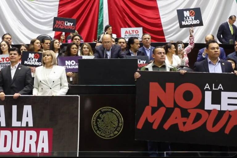 Legisladores de oposición de manifiestan en la Cámara de Diputados contra la reforma electoral.