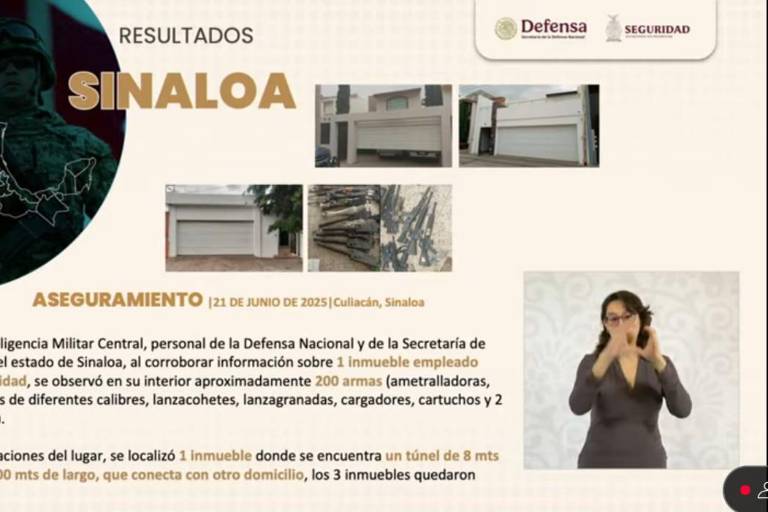 Aseguran 200 armas y hallan túnel de 400 metros que conecta casas en Culiacán, revela Harfuch