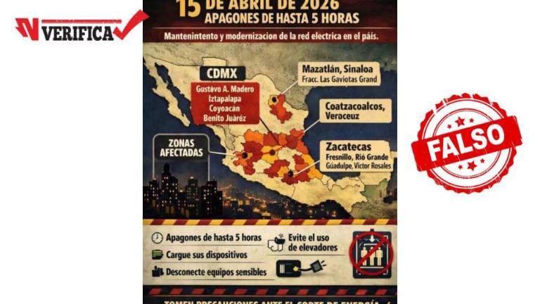 Información falsa difundida en redes sociales sobre un supuesto apagón masivo.