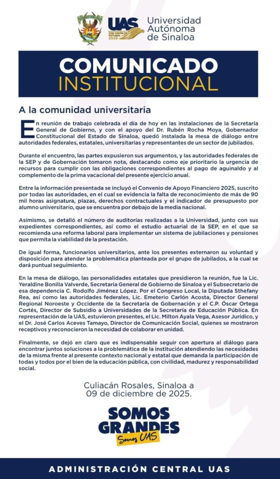 $!Después de mesa de diálogo, no hay anuncio de pago de aguinaldo para la UAS