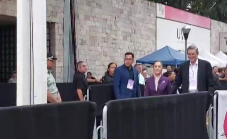 Sheinbaum afirma estar 25 puntos arriba de Xóchitl a su llegada al tercer debate presidencial