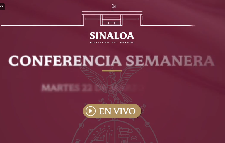 #EnVivo | Conferencia semanera del Gobernador de Sinaloa, Rubén Rocha Moya
