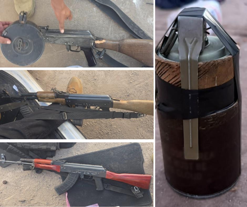 $!Aseguran tres armas largas y detienen a dos tras enfrentamiento en Angostura