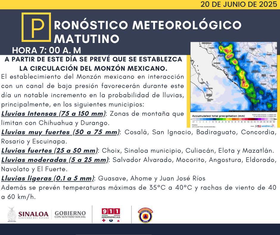 $!Remanentes de ‘Erick’ dejaría lluvias para el centro y sur de Sinaloa este viernes