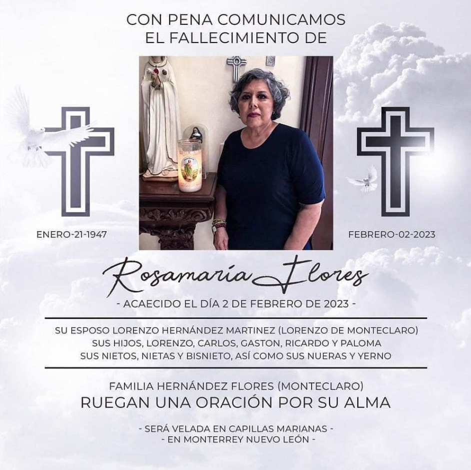 $!Muere la esposa del cantante Lorenzo de Monteclaro a los 76 años