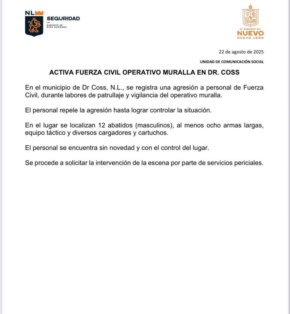 $!Enfrentamiento deja 12 abatidos en Doctor Coss, en Nuevo León