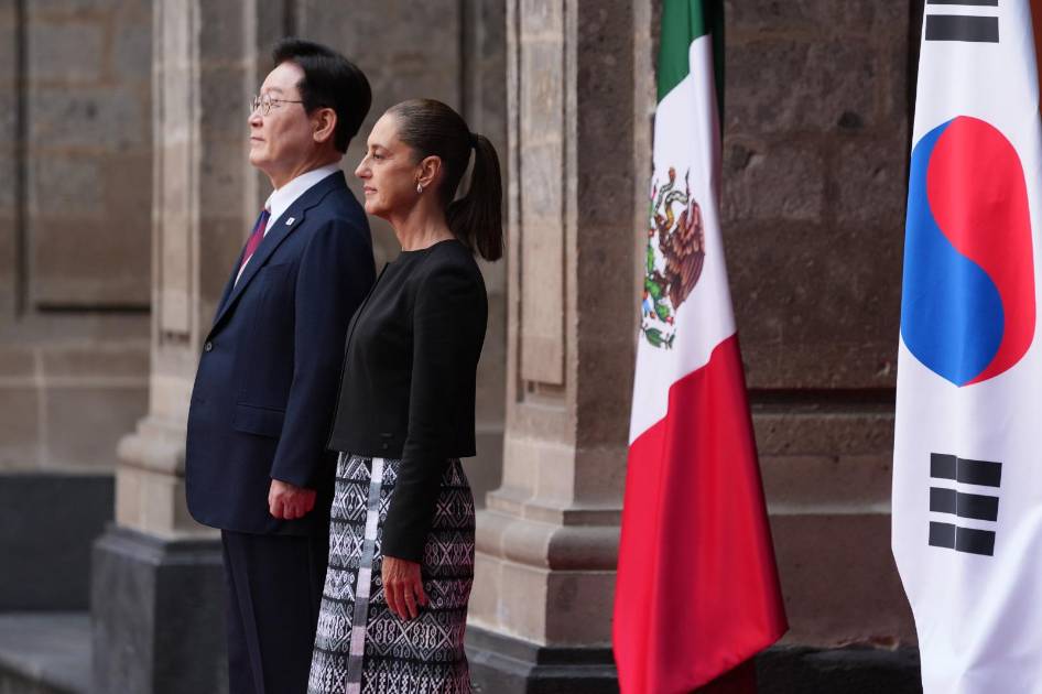 Sheinbaum recibe en Palacio Nacional a Presidente de Corea del Sur; firmarán acuerdo comercial y cultural