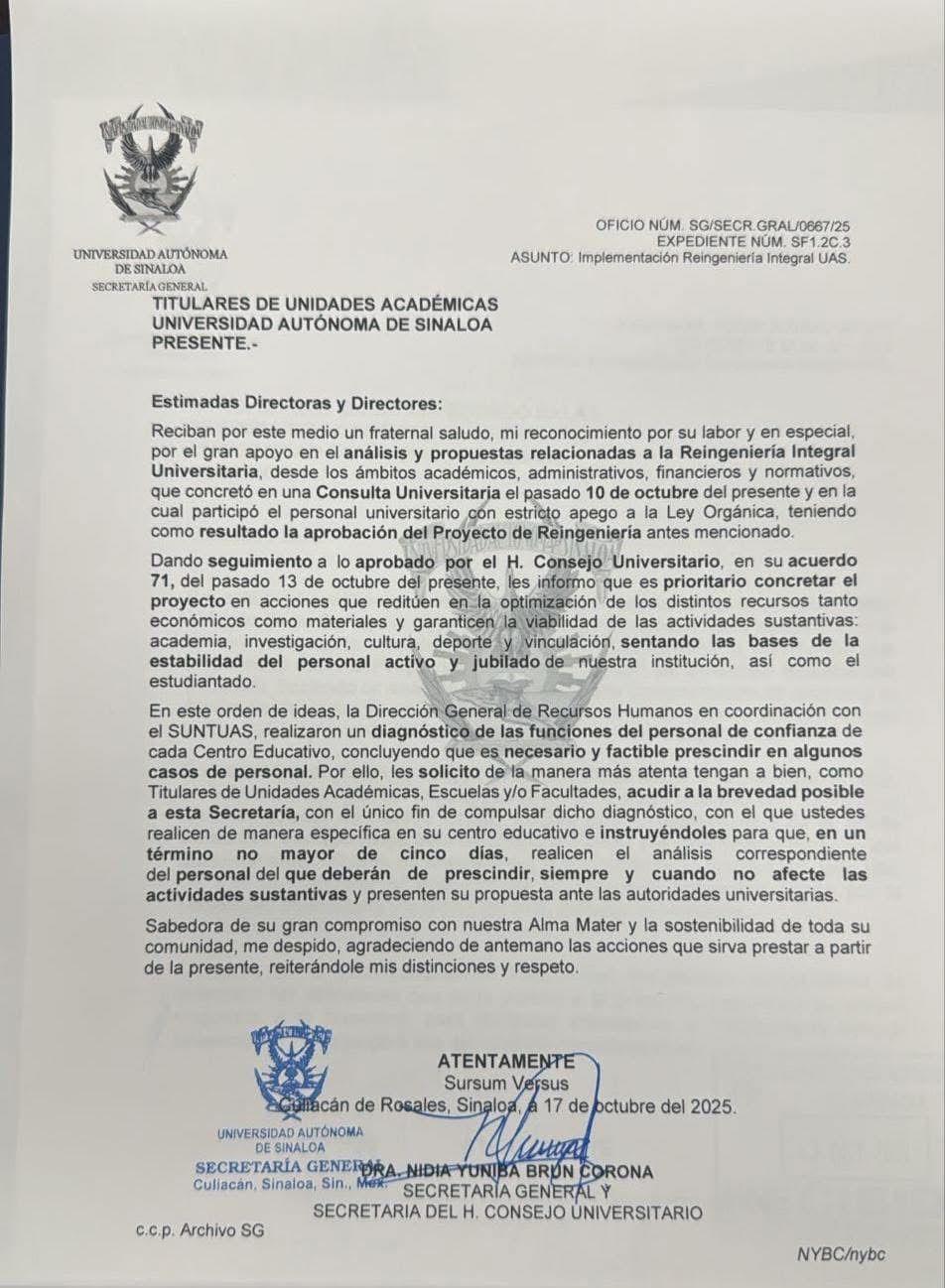 $!Encamina UAS recorte de personal de confianza; pide a facultades revisar nóminas