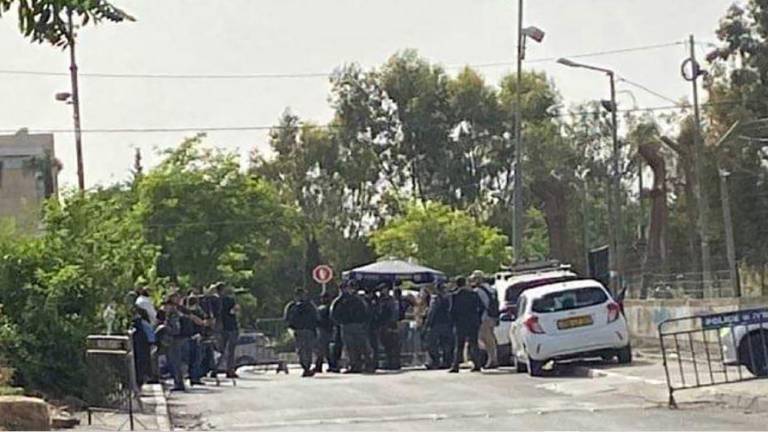 Policía israelí en el barrio de Sheikh Jarrah en Jerusalén oriental, donde las familias palestinas están siendo desalojadas de sus hogares