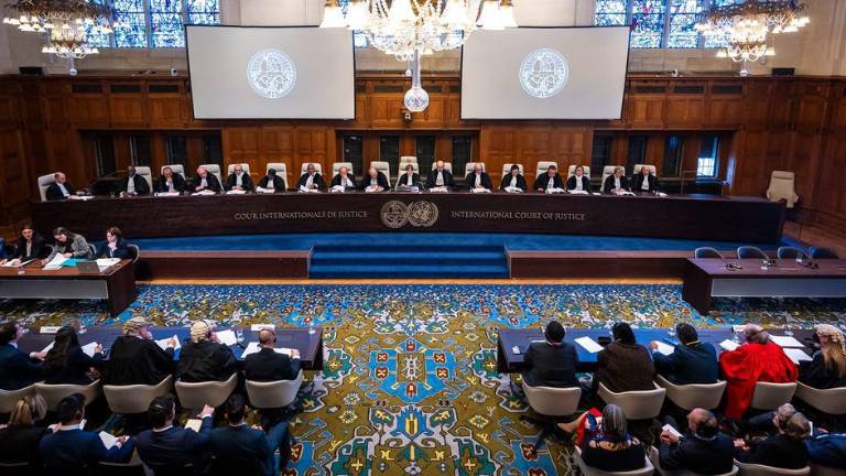 La Corte Internacional de Justicia dicta sentencia en el caso de Sudáfrica contra Israel en La Haya (enero de 2024).
