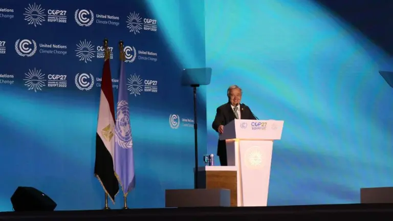 El Secretario General António Guterres en la apertura de la COP27.